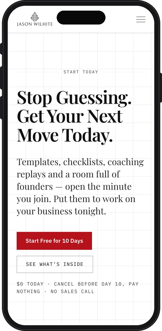 The Jason Wilhite site on an iPhone